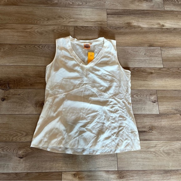 NWT Tory Burch Size 14 Jasmine Shell Tank Silk Ivory Cream Tapioca Sleeveless - Picture 2 of 5